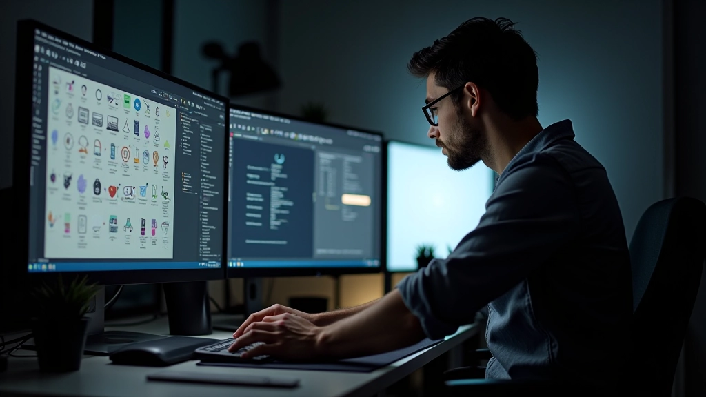 Éditeur vectoriel affichant une grille d'icônes bien alignées avec une pondération de trait uniforme