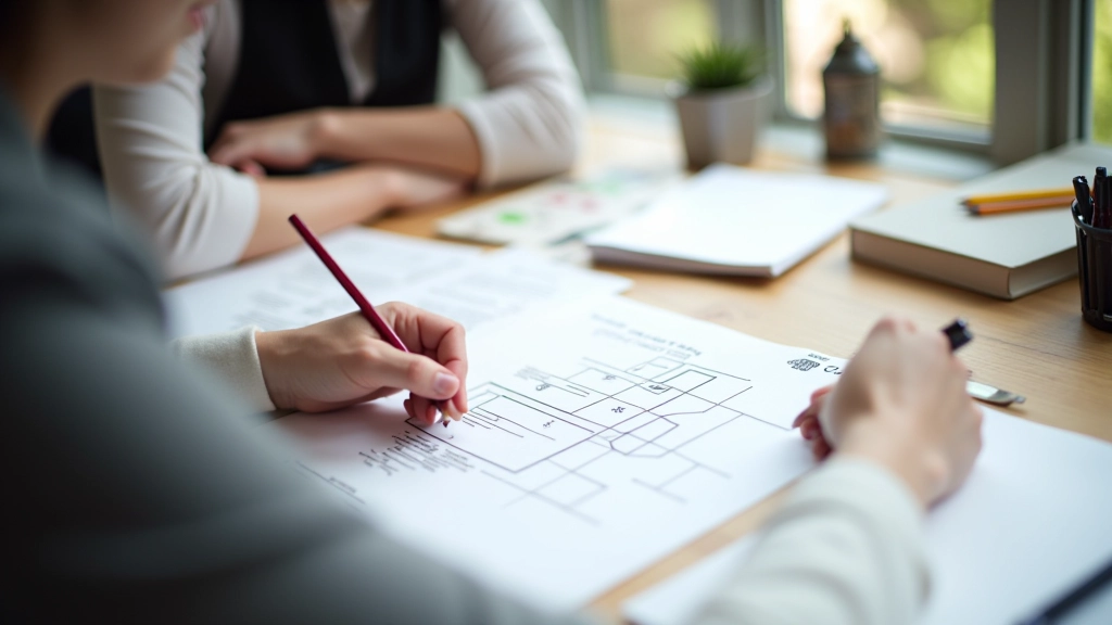 Designer esquissant des concepts d'icônes avec des directives de grille