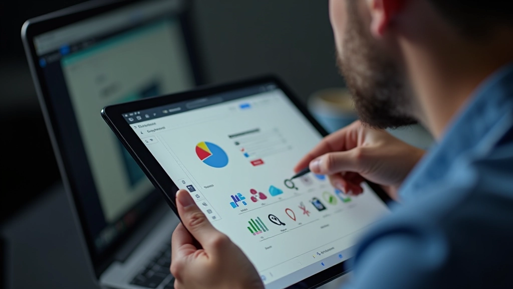 Éditeur vectoriel avec grille d'icônes affichées à l'écran